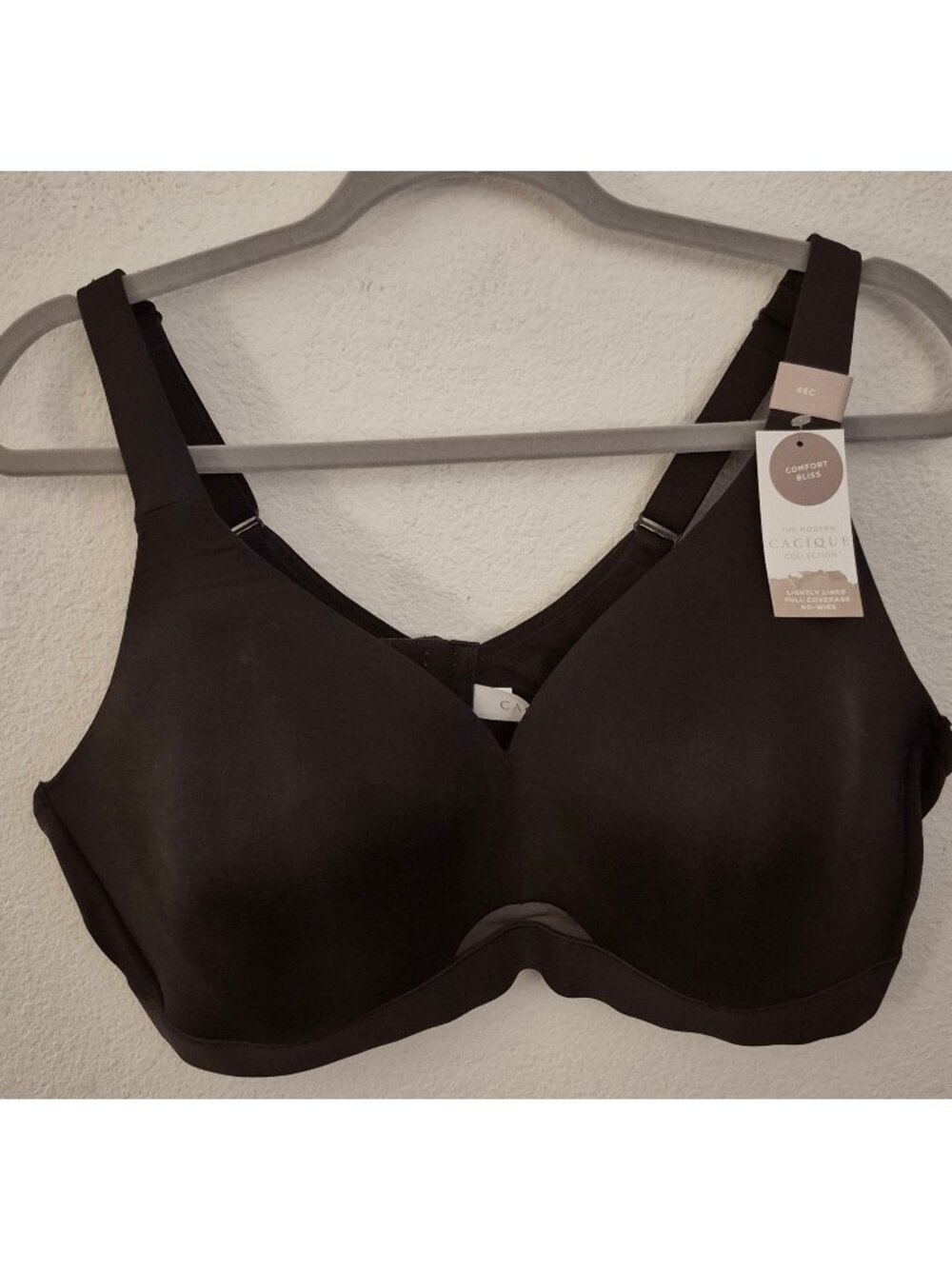 Lane Bryant Cacique Black Comfort Bliss Lightly Lined No Wire Bra 46C NWT